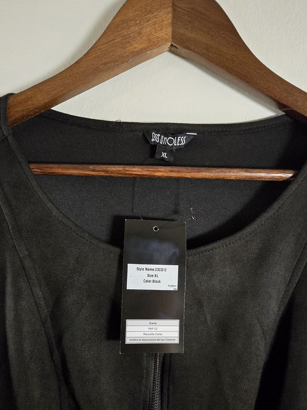 NWT Relish Noless Faux Suede Fringe Zip Front Mini Dress Black XL - Picture 5 of 8